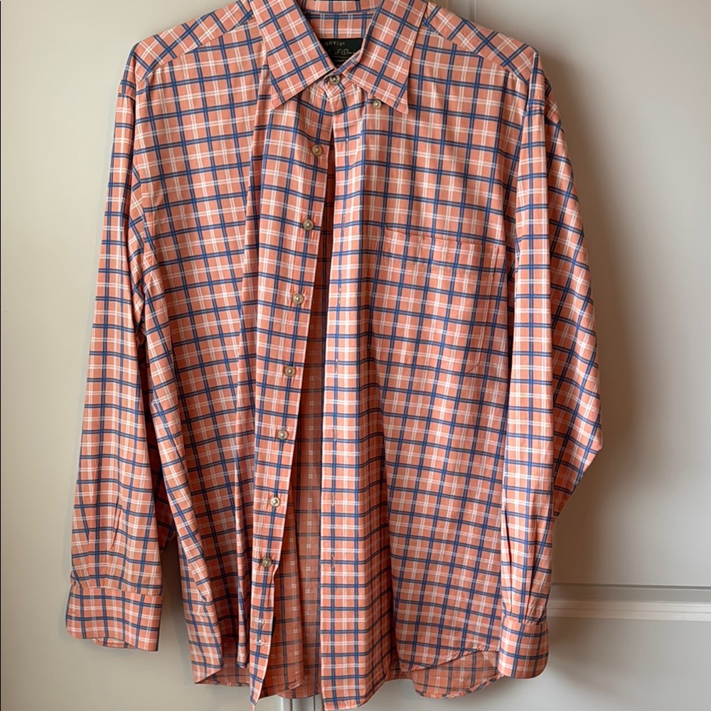 Men's Peach Plaid Shirt
